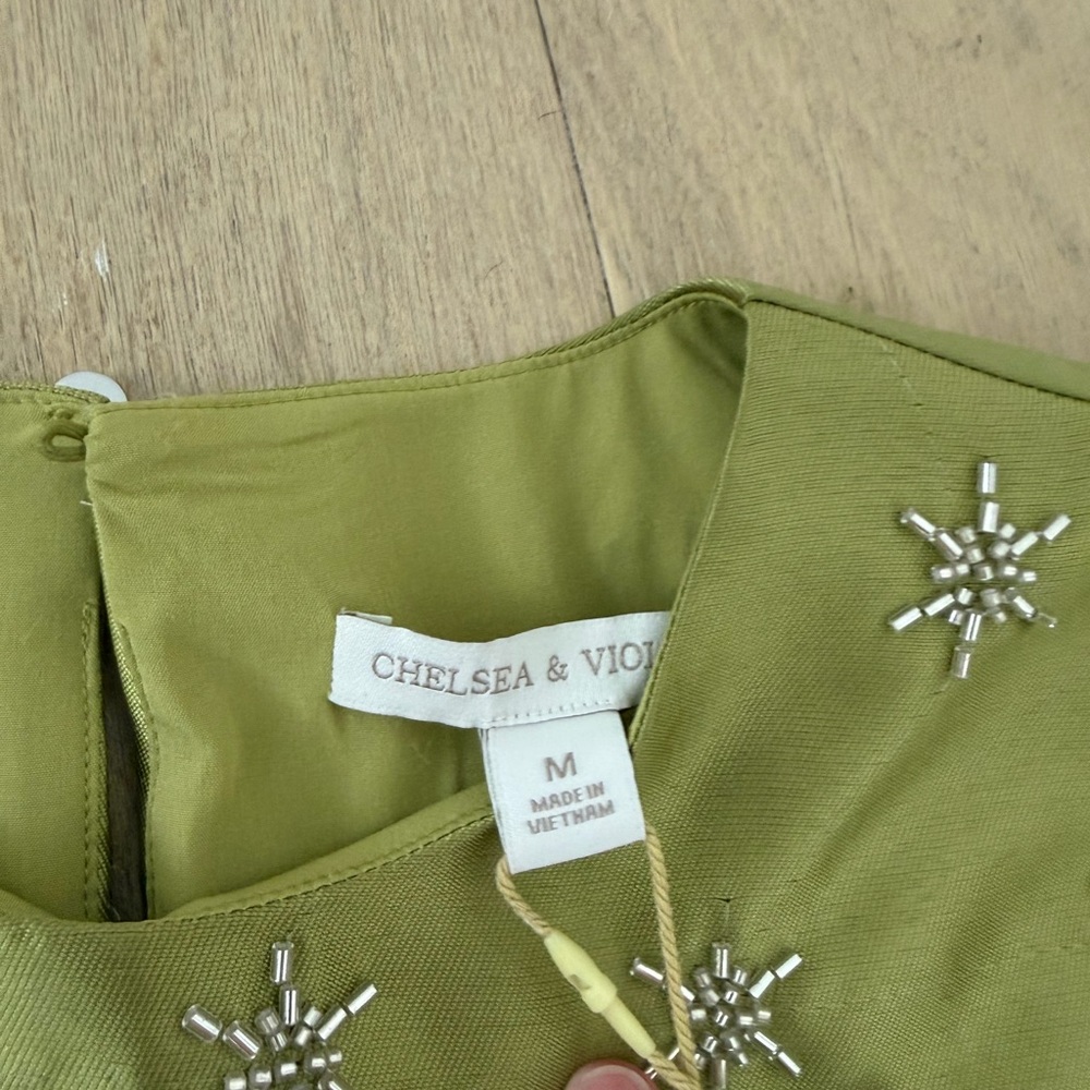 The Viral Chelsea & Violet Olive Green Embellished Top